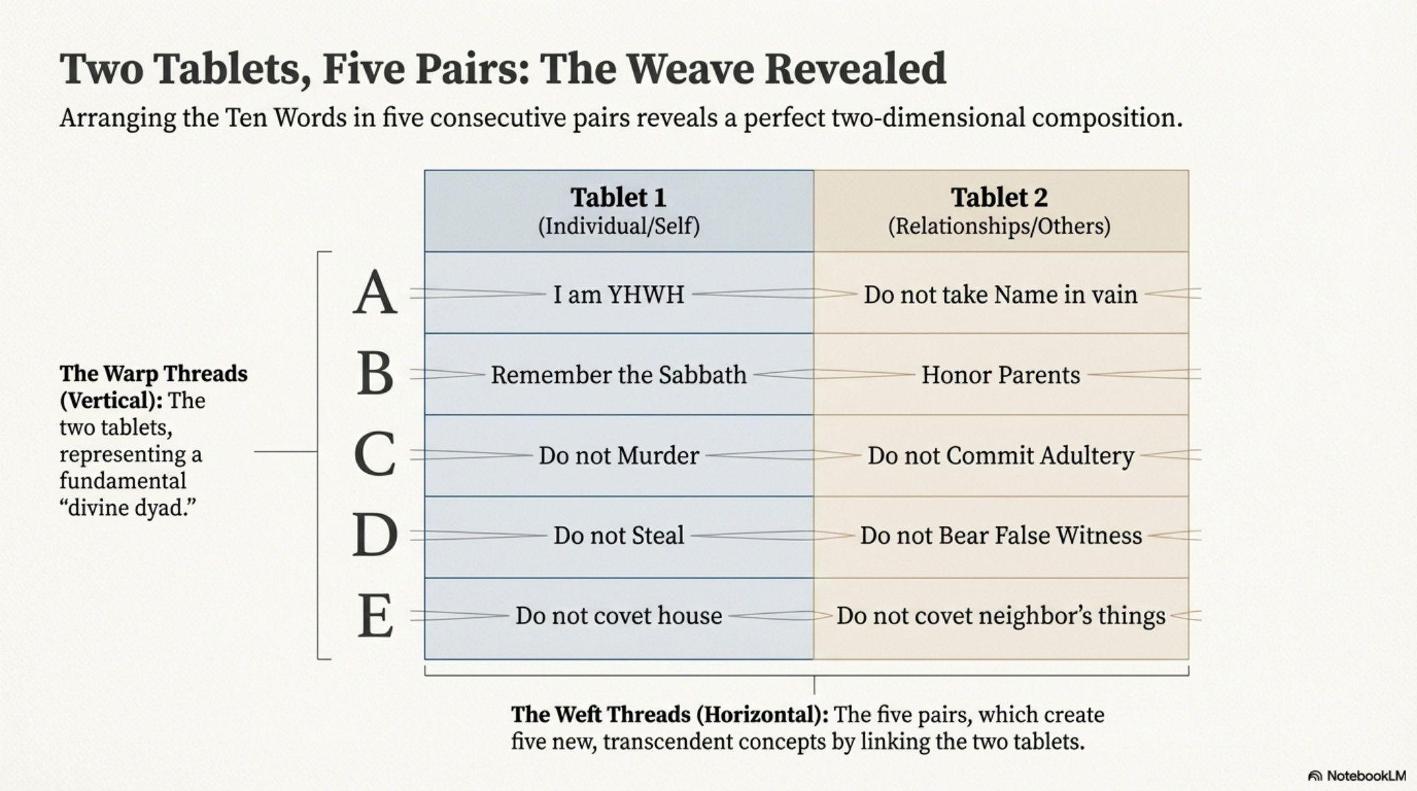 Two Tablets, Five Pairs: The Weave Revealed